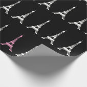 Girly Schwarz-weiße, rosa französische Geschenkpapier (Ecke)