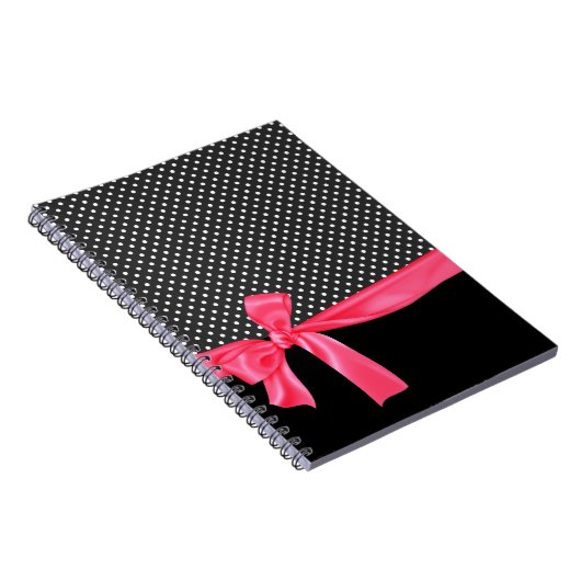Girly schwarze Tupfen u. rosa Neonbogen Notizblock (Rechte Seite)