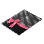 Girly schwarze Tupfen u. rosa Neonbogen Notizblock (Linke Seite)