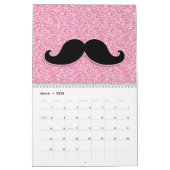 GIRLY SCHWARZER SCHNURRBART-ROSA-GLITZER GEDRUCKT KALENDER (Mär 2026)