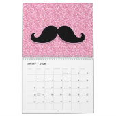GIRLY SCHWARZER SCHNURRBART-ROSA-GLITZER GEDRUCKT KALENDER (Jan 2026)