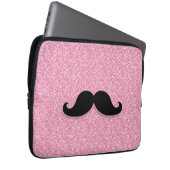 GIRLY SCHWARZER SCHNURRBART-ROSA-GLITZER GEDRUCKT LAPTOPSCHUTZHÜLLE (Vorne Rechts)