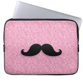 GIRLY SCHWARZER SCHNURRBART-ROSA-GLITZER GEDRUCKT LAPTOPSCHUTZHÜLLE (Vorderseite)