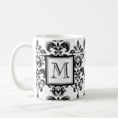 GIRLY SCHWARZES DAMAST-MUSTER 2 IHRE INITIALE KAFFEETASSE (Links)