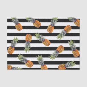 Girly Schwarzes des Sommer-Ananas-Muster-  Striped Seidenpapier