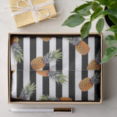 Girly Schwarzes des Sommer-Ananas-Muster-| Striped Seidenpapier (Geschenk)