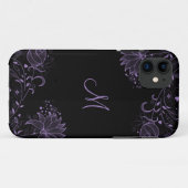 Girly schwarzes und lila skizziertes BlumeniPhone5 Case-Mate iPhone Hülle (Rückseite (Horizontal))