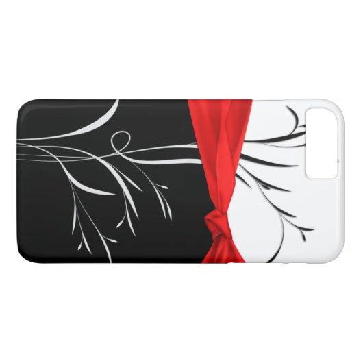 Girly schwarzes, weißes Wirbels-Rot-Band Case-Mate iPhone Hülle (Rückseite (Horizontal))