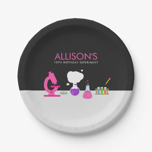 Girly Science Party Pappteller (Vorderseite)