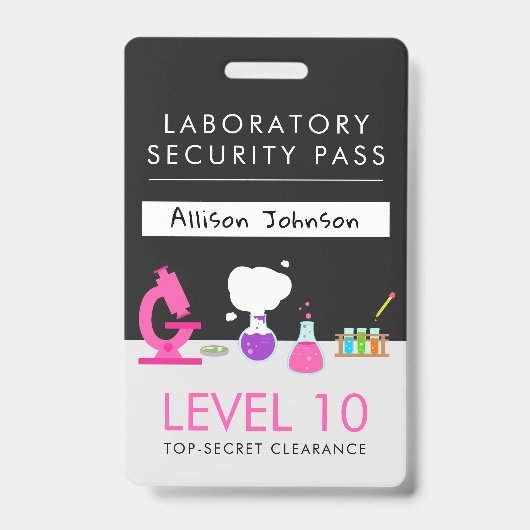 Girly Science Party Security Pass Ausweis (Vorderseite)