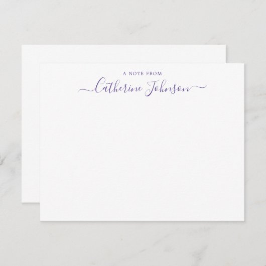 Girly Script Calligraphy A Note from Lila Violet Mitteilungskarte (Vorne/Hinten)