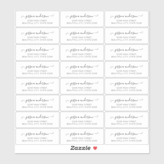 Girly Script Calligraphy Transparentes Adressetike Aufkleber (Blatt)