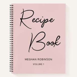 Girly Script Cookbook Personalisiertes Rezept Notizblock