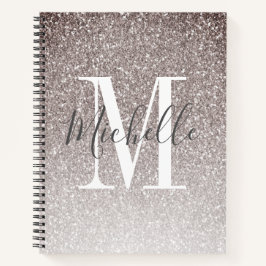 Girly Script Gray Glitzer Glitzern Monogram Name Notizblock