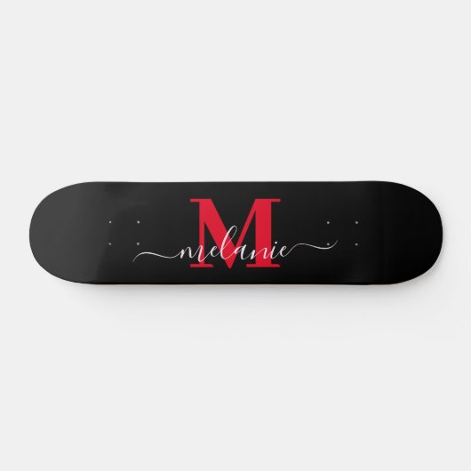 Girly Script Individuelle Name Monogram Skateboard (Horizontal)