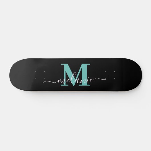 Girly Script Individuelle Name Monogram Skateboard (Horizontal)