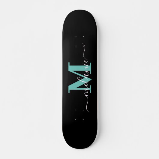 Girly Script Individuelle Name Monogram Skateboard (Vorne)