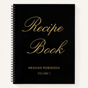 Girly Script Kochbuch Schwarz Personalisiertes Rez Notizblock