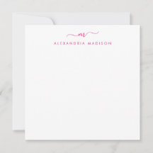 Girly-Script-Monogramm-Initial-Hot-Pink-Stationery