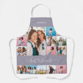 Girly Script Multi Foto bester Freund moderne lila Schürze (Vorderseite)