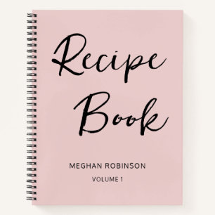 Girly Script Personalisiertes Kochbuch Rosa Rezept Notizblock