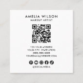 Girly Script QR-Code Foto  Quadratische Visitenkarte (Rückseite)