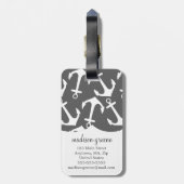 Girly Seeanker-Holzkohlen-Aqua personalisiert Gepäckanhänger (Rückseite vertikal)