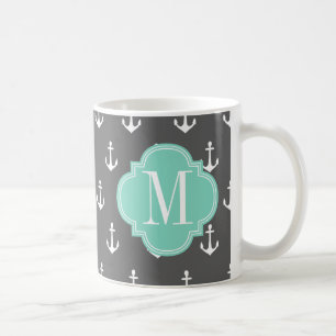 Girly Seeanker-Holzkohlen-Aqua personalisiert Kaffeetasse