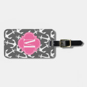 Girly Seeanker-Holzkohlen-Rosa personalisiert Gepäckanhänger (Vorderseite horizontal)