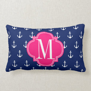 Girly Seeanker-Marine-Rosa personalisiert Lendenkissen