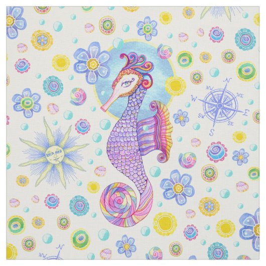 Girly Seepferd-Gewebe Stoff (Muster)