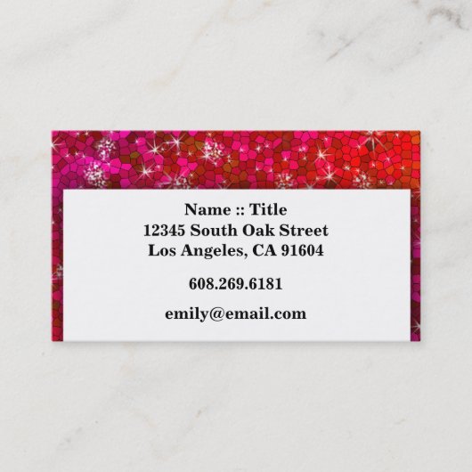 Girly Sequin Kristall Glitzer Bling Beruflich Visitenkarte (Vorderseite)