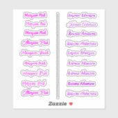 (Girly Set of 18) Transparente einfache Namensaufk Aufkleber (Blatt)