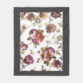 Girly Shabby Chic Florals Gray Border Fleecedecke (Vorderseite)