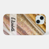 Girly Shimmering Pastel Glitzer iPhone 15 Hülle (Rückseite (Horizontal))