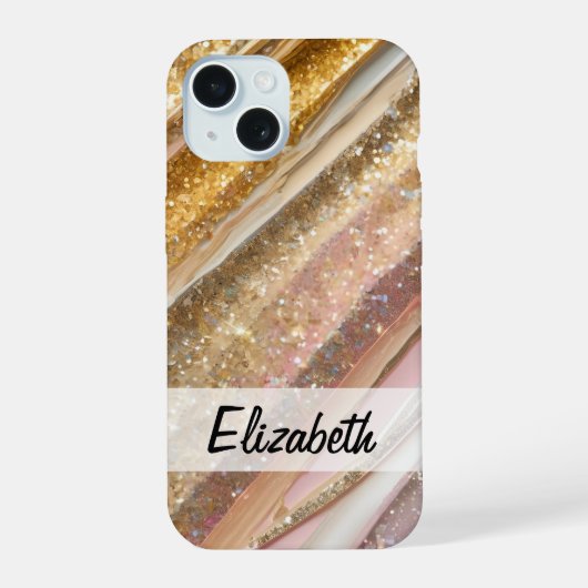 Girly Shimmering Pastel Glitzer iPhone 15 Hülle (Rückseite)