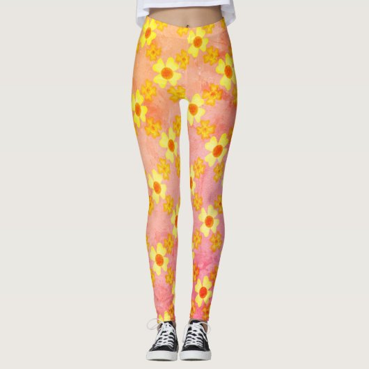 Girly Shoe Blume Blumenmuster Leggings (Vorderseite)