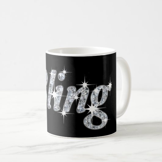 Girly silber Diamond funkeln Bling Text Kaffeetasse (VorderseiteRechts)
