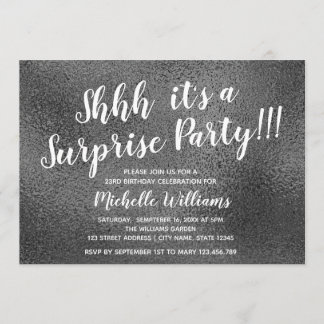 Girly silberner Überraschungs-Party-Geburtstag des Einladung