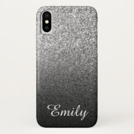 Girly Silver Glitzer Black Ombre Personalisiert iPhone 13 Hülle