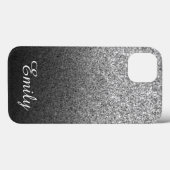 Girly Silver Glitzer Black Ombre Personalisiert Case-Mate iPhone Hülle (Rückseite (Horizontal))