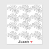 Girly Silver Glitzer Cowgirl Hat 12 Sticker Set (Blatt)