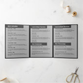 Girly Silver Glitzer Double Tropfens Salon Broschü Dreifach Gefaltete Einladung (Innenseite)