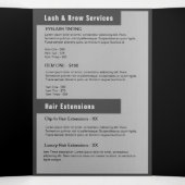 Girly Silver Glitzer Double Tropfens Salon Broschü Dreifach Gefaltete Einladung (Innenseite Mitte)