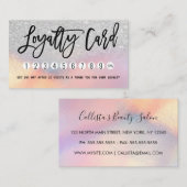 Girly Silver Glitzer Iridescent Holographic Ombre Treuekarte (Vorne/Hinten)