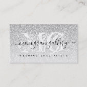 Girly Silver Glitzer Luxe Glam Monogram Visitenkarte (Vorderseite)