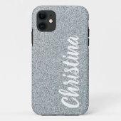 Girly Silver Glitzer Name Personalisiert Case Mate (Rückseite)