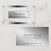 Girly Silver Shimmer Foil Glitzer Visitenkarte (Vorne/Hinten)