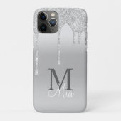 Girly Silver Sparkle Glitzer Bling Monogram Case-Mate iPhone Hülle (Rückseite)