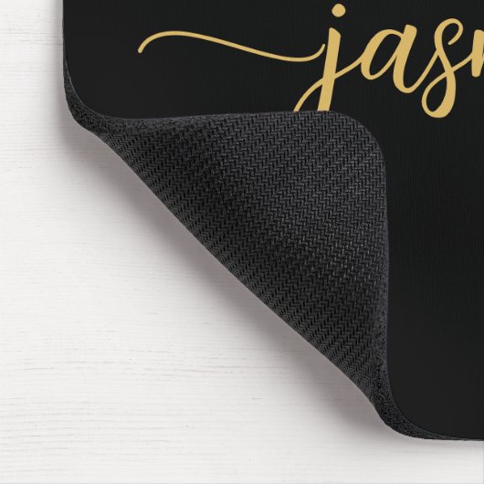 Girly Simple Black Gold Personalisiert Monogram Mousepad (Ecke)